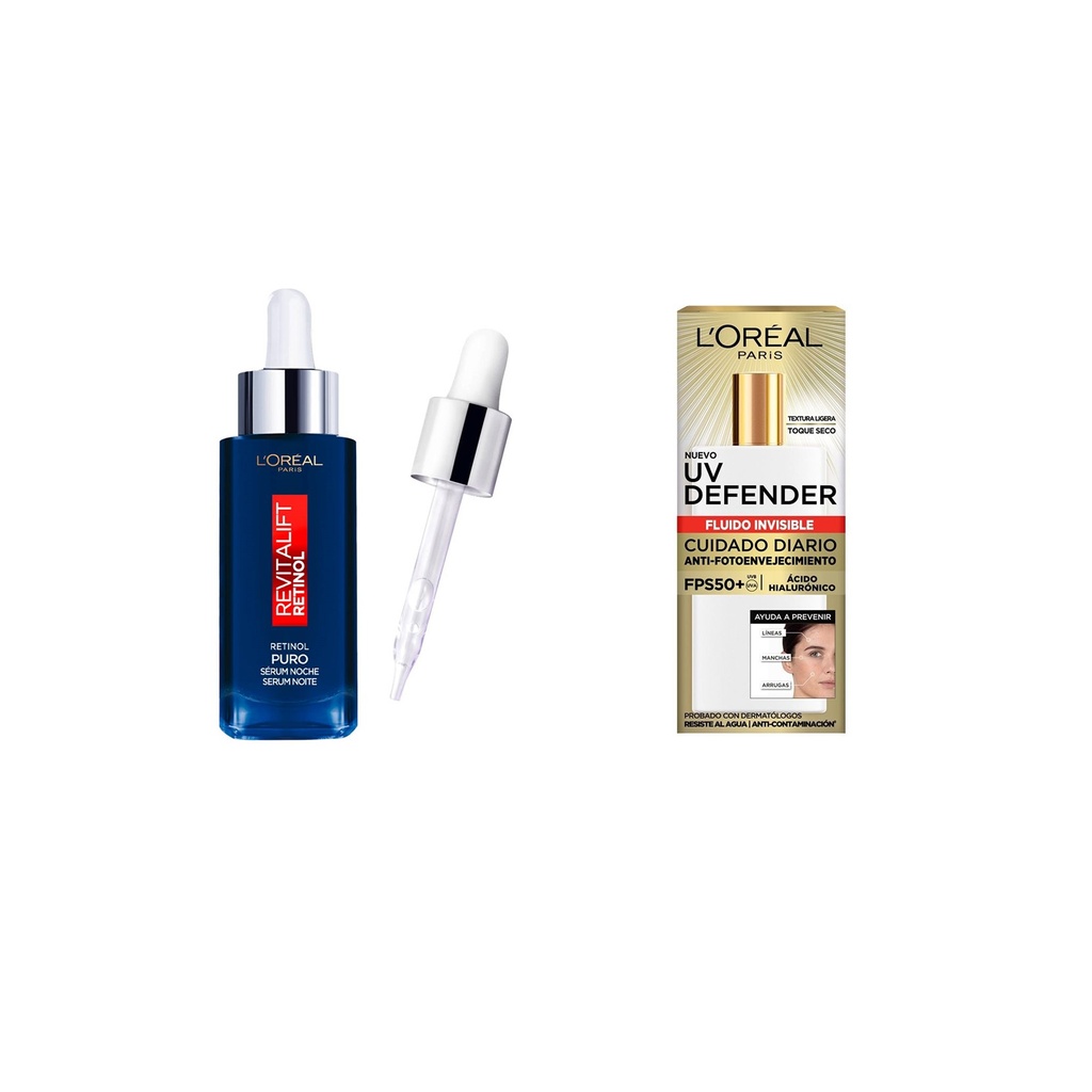Pack Serum Revitalif Retinol + UV defender Fluido Invisible.