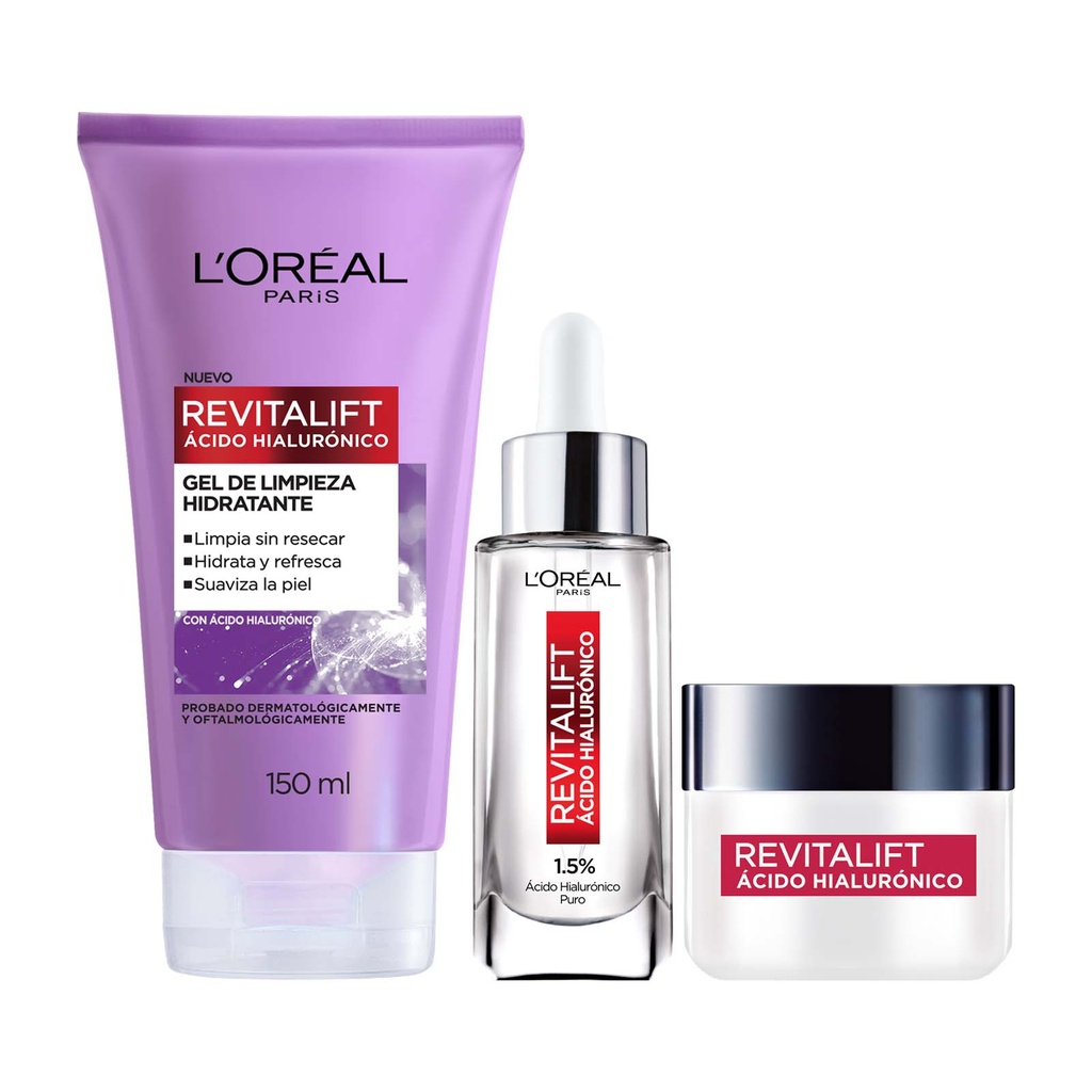 Pack Hialurónico Serum + Crema Día + Gel de Limpieza.-