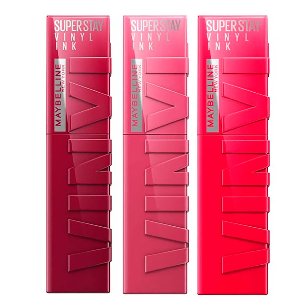 Pack 3 Labiales Superstay Vinyl Ink Rosas Hasta 16H Maybelline