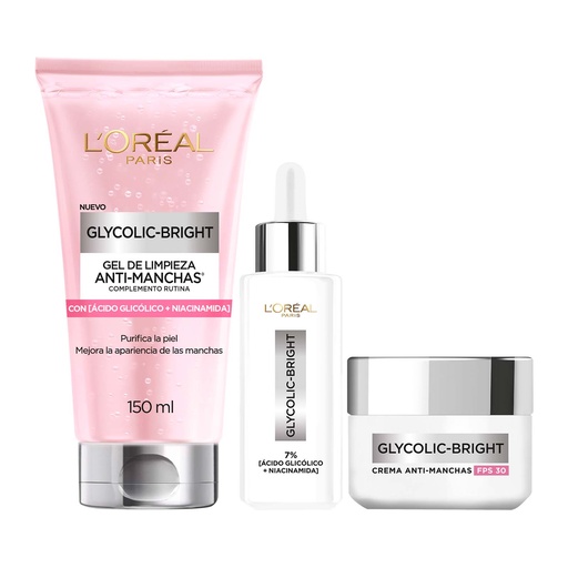 [DLS1] Pack Rutina Ácido Glicólico Gel Limpieza + Serum + Crema Dia