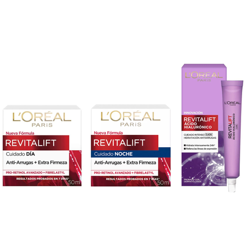 [PLOP27] Pack Ojos + Dia y Noche Antiarrugas + Extra Firmeza Loreal Paris