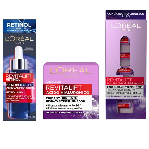 [PP9880] Pack Revitalift Crema Día + Ampollas + Serum Retinol LOréal